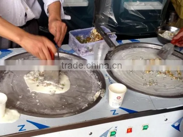 Double Flat Round Pans Fry Roll Ice Cream Machine photo-2