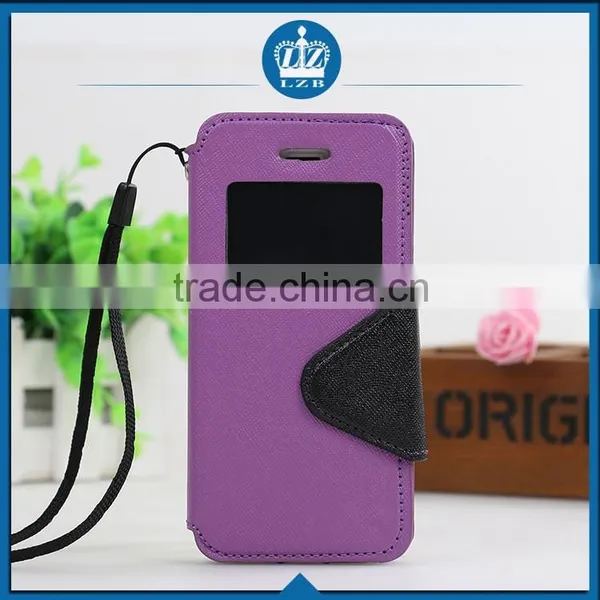 LZB Fashion Contrast Color Series View Windows Smart Leather Flip Case for Apple Iphone 5G photo-6