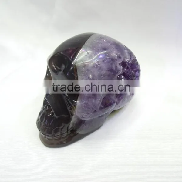 Hand Carved Natural Crystal Geode Crystal Skull For Sale or Gift to Lovers photo-2