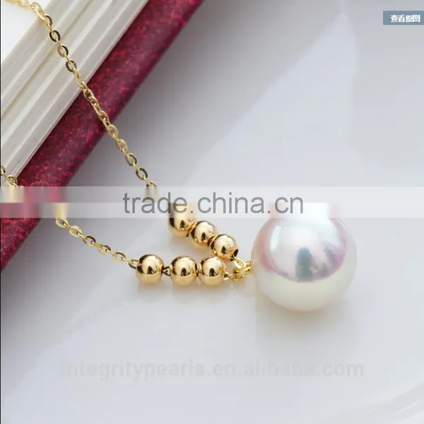 8-8.5mm AAA Natural Real Akoya 18K Gold Pearl Pendant, Shell Pearl Pendant, Yellow Gold Pearl Pendant photo-3
