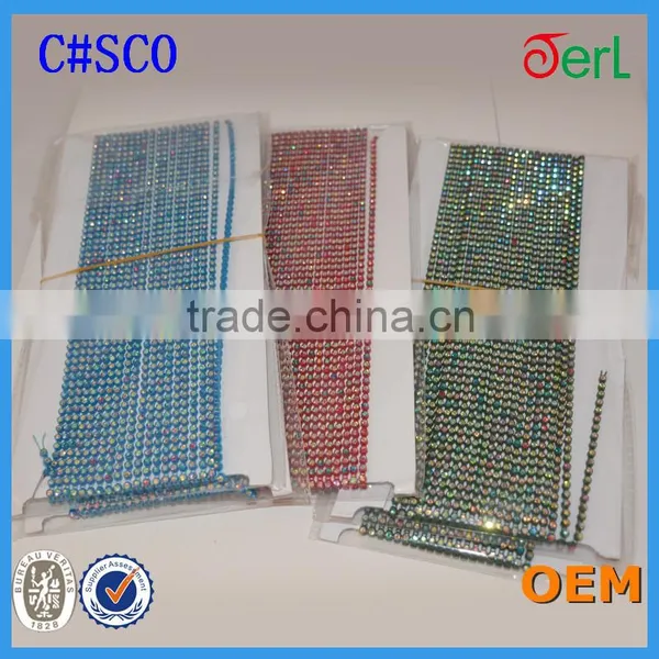 Rhinestone Banding Trim Single Row 10 Yards Ss8, Colorful Rhinestone Plastic Banding photo-5