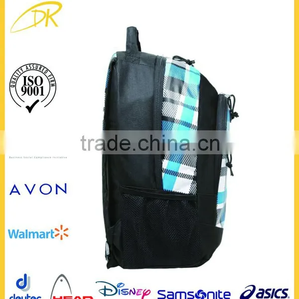 High School Oversized Blue Plaid Multi Compartment Backpack for School, Middle School Backpack photo-4