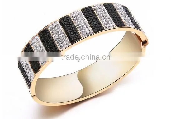 Stainless Steel Jewelry Crystal and Black Czech Bracelet Fashion Magnetic Bracelet