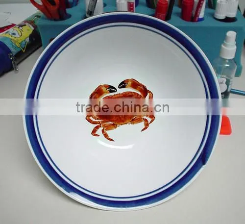 Linyi Factory Porcelain Soup Plate With Animal Design and Red Edge , Porcelain Cock Plate photo-3