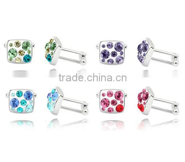 2016 Latest Luxury Silver Copper Diamond Cufflinks With Square High Polishing Cuff Links photo-6
