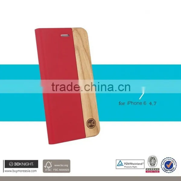 China Market Wholesale Cell Phone Case 4.7 Inch /wood Style for Iphone 6 Case Wallet / 4.7" Inch PU Leather Mobile Phone Case photo-4
