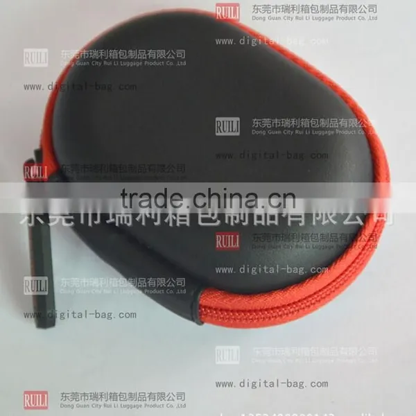 Hard High Quality PU EVA Earphone Case With Red Zipper photo-3