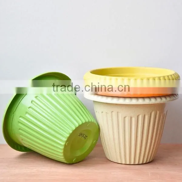 Biodegradable Plant Fiber Bright Color Flower Pots for Livingroom photo-2