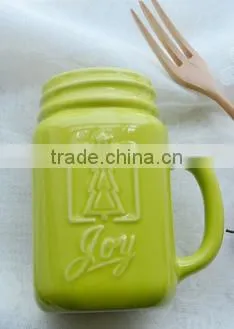 11oz Ceramic Mason Jar Ceramic Jar ,ceramic Jar With Handle photo-3