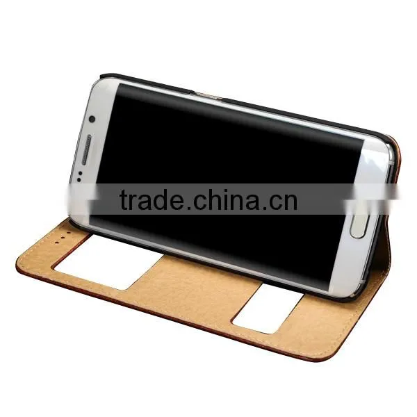 Window View Leather Case For Samsung S6 Edge With Sleep Wake Fuction, Genuine Leather Case photo-4
