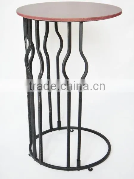 RH-4735 Gramercy Metal Sofa Side Table Wood Top Round Table photo-6