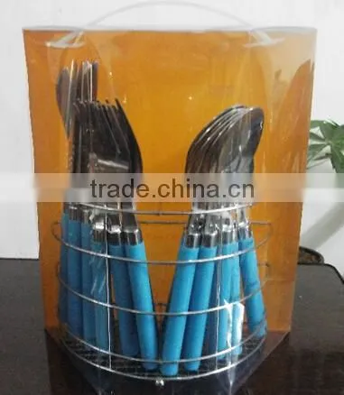 Plastic Handle 24pcs Cutlery Set in PVC Box and Low Price photo-2