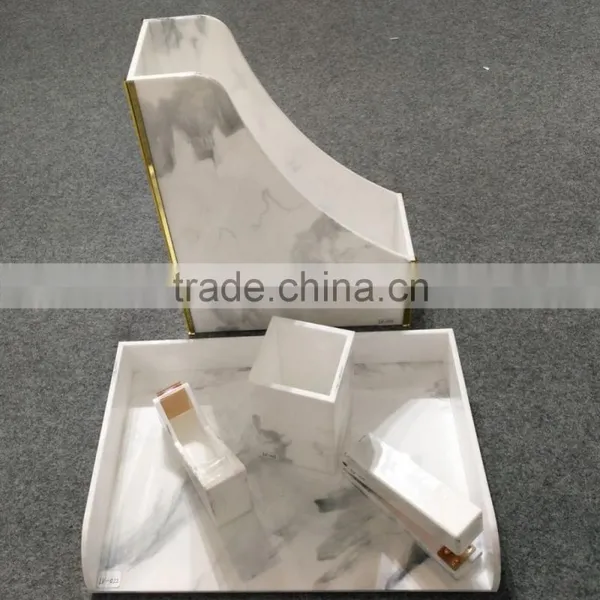 Custom Handmade Marble Acrylic Office Stationery Organizer Stapler photo-2