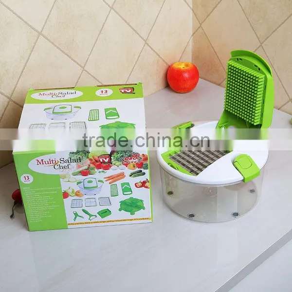 Multifunctional Shredder Household Kitchen Assistant 13 Piece Kitchen Tool Set Round Salad Fruit Slicer photo-4