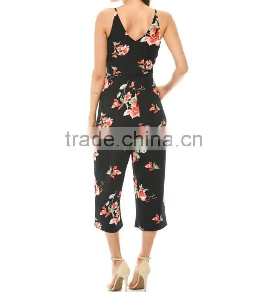 Modern Style Women Clothing Wholesale Custom Made Cheap Black Floral Summer Beach Sexy Backless Jumpsuits Made In China photo-3