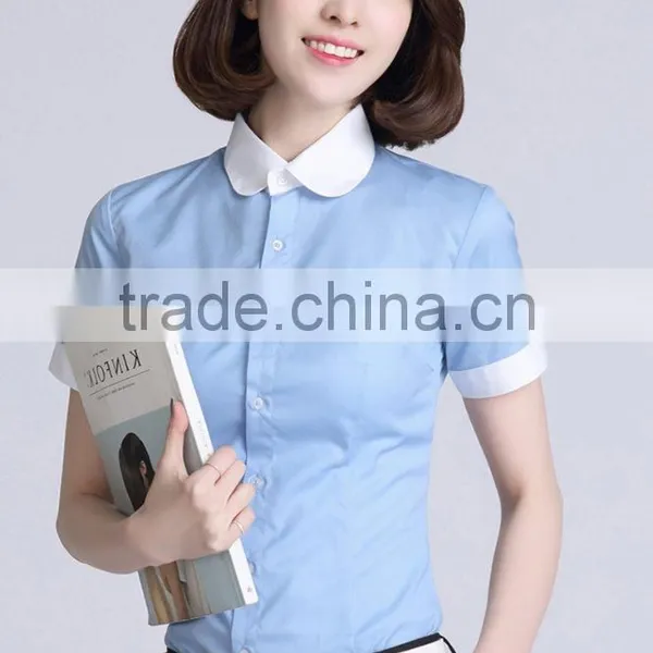 New Open Shirts Design Short Sleeve Cotton Shirt for Ladies photo-3