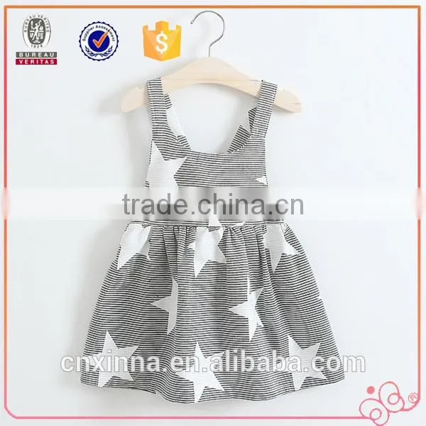 2016 Hot Sell Stripe Start Priting Lovely Girl Dress Kids Clothes photo-3
