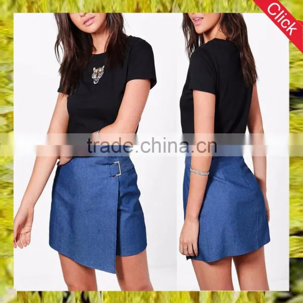 2017 Spring Summer Fashion Cutstom Sexy Mini Short Jeans Blue Denim Skirt for Women Wholesale China