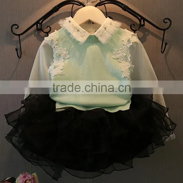 2016 Fashion Low Price Flower Low MOQ Sweater Standing Neck Japan Children Clothing photo-4