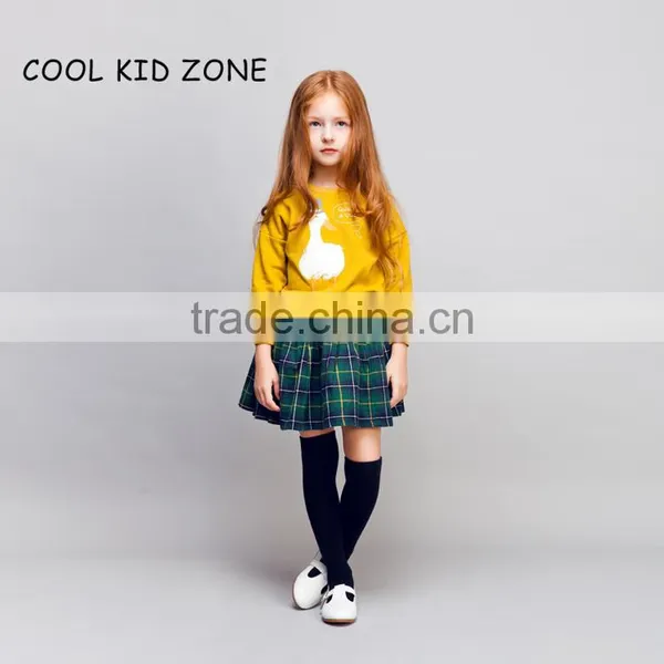 STOCK Available!COOL KID ZONE Autumn Winter New Design 100%cotton Long Sleeve Mini Girl Skirts and Tops Suit Girl Skirts photo-4