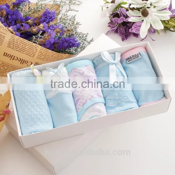 Hot Sell 5 Gift Boxed Cotton Low Waist Girls Briefs Lady Cute Cotton Lace Underwear Panties photo-3