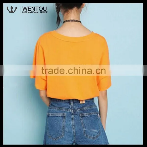 New Arrival Orange Round Collar Girls Sport T Shirt photo-2