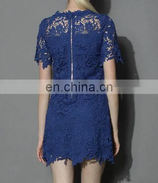 Factory Wholesale New Arrival Women Lace Navy Dress With High Quality photo-2