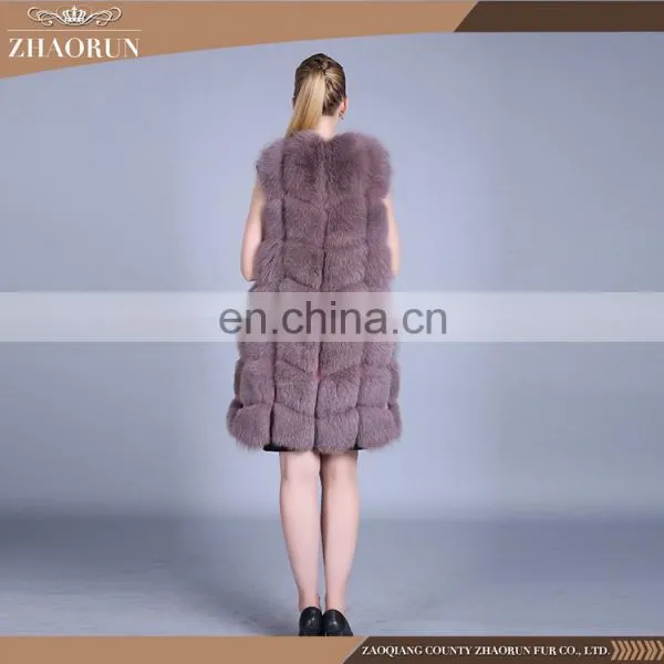 100% Fox Fur Coat Dyed Color Long Type Fox Fur Vest for Women photo-6
