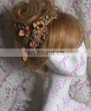 Aidocrystal Champagne Fashion Party Ladies Rhinestone Hair Comb Fascinators,bridal Headpiece photo-4