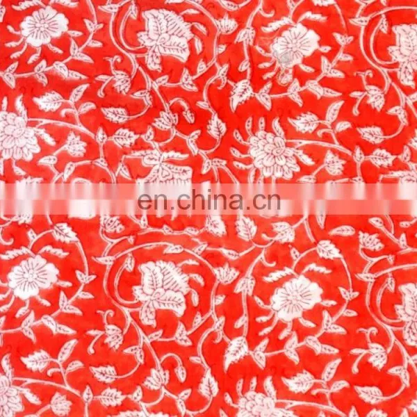 Hand Block Cotton Print Fabric Natural Sewing Indian Voile Fabric photo-2