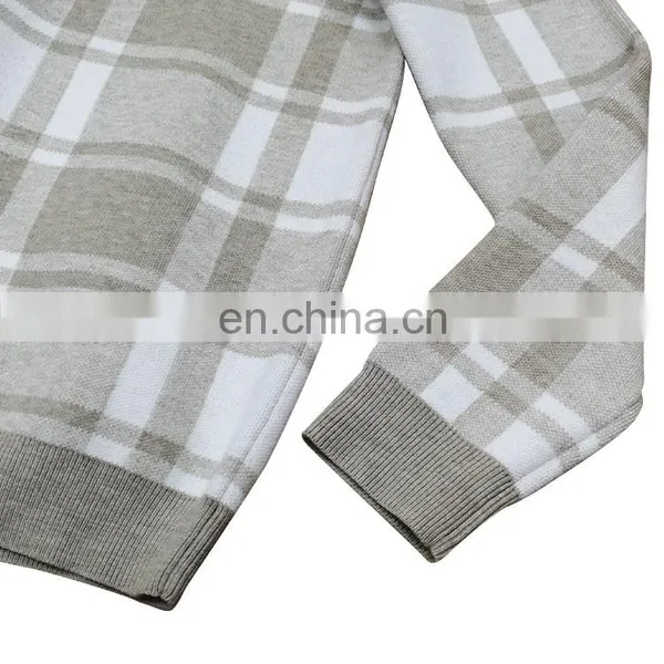 DiZNEW Custom Logo Printed Men Sweaters Long Sleeve Bulk Plaid Pullover Sweaters photo-3