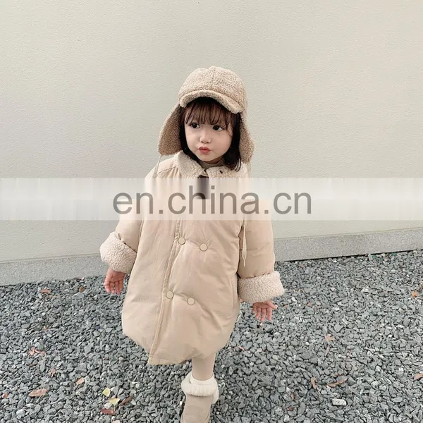 5666/Newest Lamb Wool Turn-down Collar Fashion Coat Kids Girl Padding Warm Long Coats photo-2