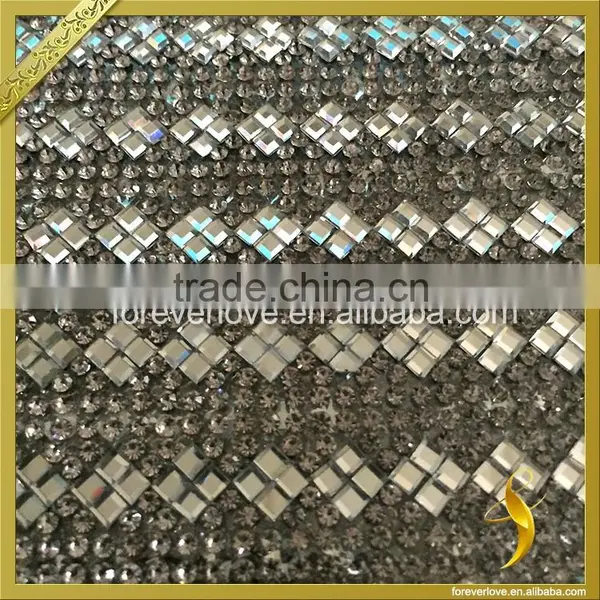 Fashion Clear Crystal Hotfix Diamante Trimming 24*40cm Rhinestone Mesh FRM-199 photo-3