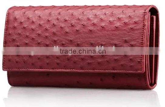 High Quality Customized Logo Genuine Real Ostrich Leather Clutch Wallet for Women photo-5