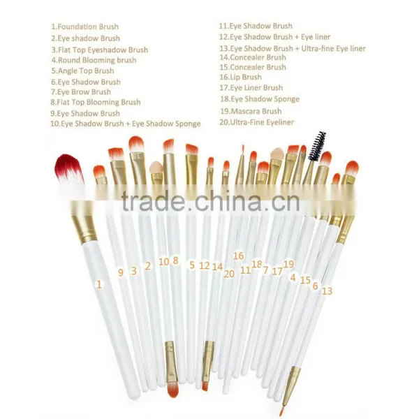 20pcs/set White Professional High Quality Foundation Powder Brush Cosmetics Makeup Brushes photo-4
