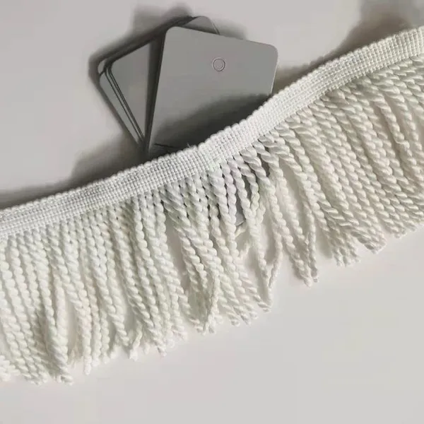 Coastal Breeze Fringe: White Twisted Tassel Trim for Beach Umbrella Decor Bullion Fringe photo-4