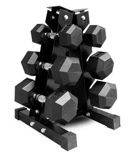 Hexagonal Dumbbell Set With 3 Layer Rack 2.5kg 5kg 7.5kg Rubber Hex Dumbbells