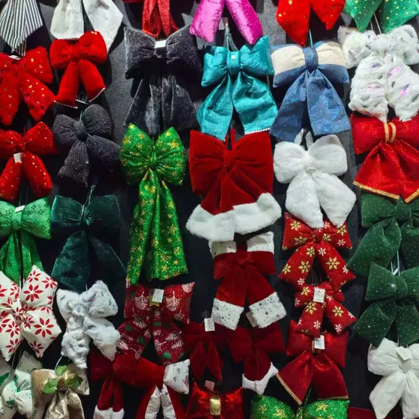 Christmas Decorative Bows Hand Made Cloth Butterfly Knot Gold Red Giant Bow Knot for Shop Window Display