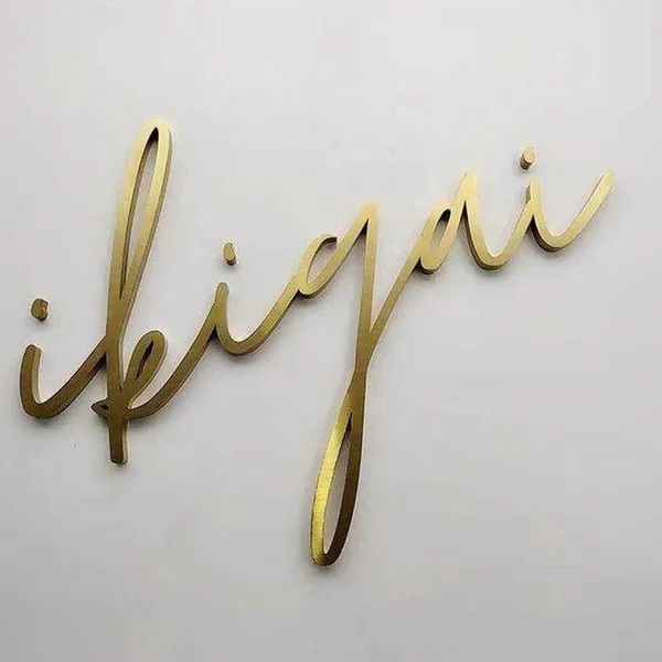 Gold Finish 3D LED Backlit Channel Letter Brushed Stainless Steel Letters photo-3