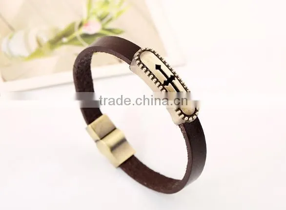 Wholesale Cross Stainless Steel Men's Fashion Leather Bracelet 2016 photo-4