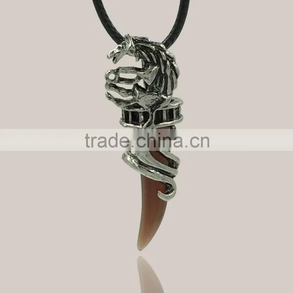 Stainless Steel Mens Wolf Tooth Tribal 5 Colors Pendant Necklace photo-5