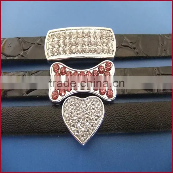10mm Full Diamond Double Heart Shaped Slide Charms Diy Jewellery Accessories photo-4