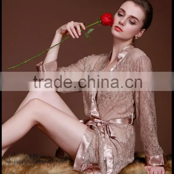 Hot Womens Sexy Pajamas Satin Lace Silk Soft Nightdress Sleepwear photo-6