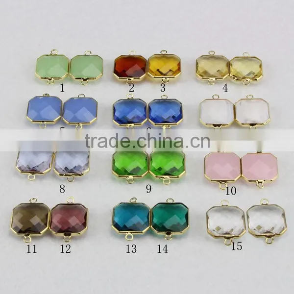 JFG0504 Wholesale Crystal Gemstone Bezel Square Connectors photo-2