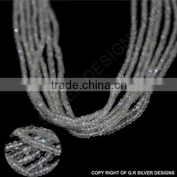 Rainbow Moonstone Faceted Beads Strands Rondelle Gemstone Wholesale Suppliers photo-2