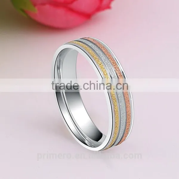 5MM Width Matte 3 Color Ring For Women Girls Gift With Korean Style Fashion Gold Designs Jewelry photo-4