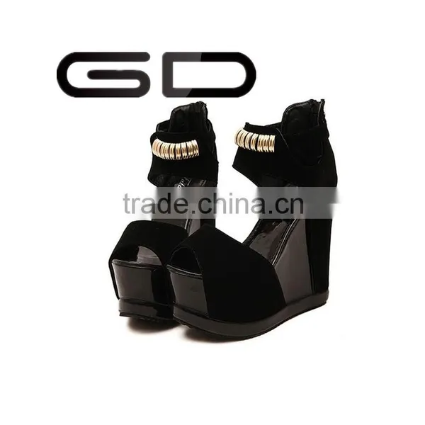 GDSHOE 2016 Ladies Sexy Rubber Wedge Shoes and Peep Toes High Heel Andals photo-5