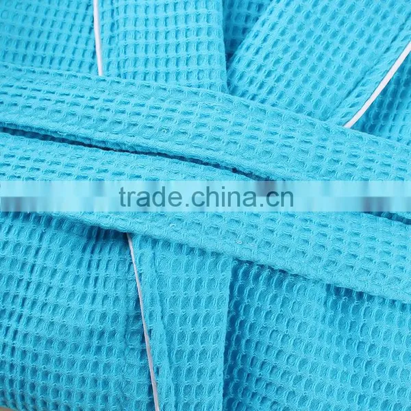 Wholesale Unisex Nightgowns Blue Cotton Waffle Bathrobes for Hotel photo-4