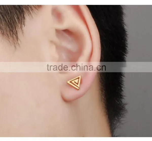 Reliable Guangzhou Jewelry Wholesalers Fashionable Jewelry 18K Gold Plated Triangle Earring Men Stud photo-5