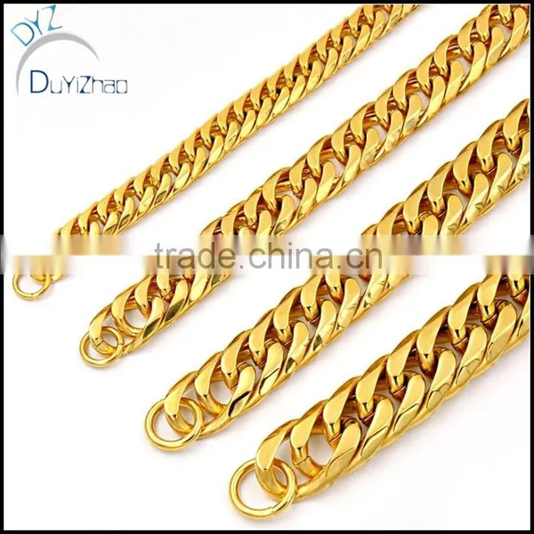 Cool Heavy Mens Stainless Steel Cuban Curb Link Gold Bracelet photo-5